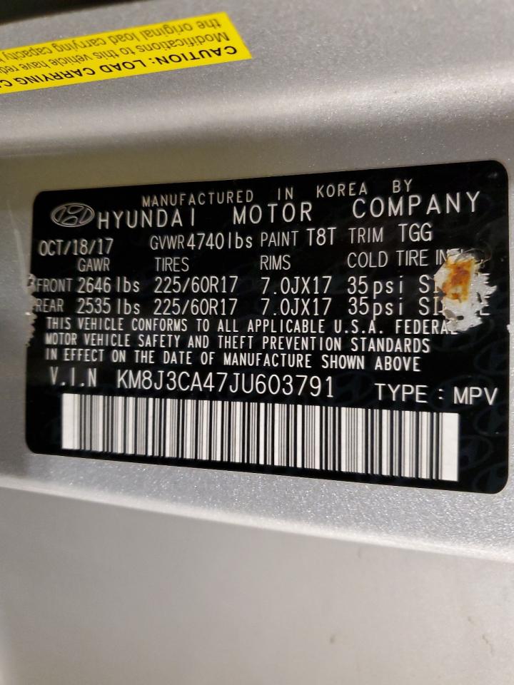 2018 Hyundai Tucson Sel VIN: KM8J3CA47JU603791 Lot: 92226675