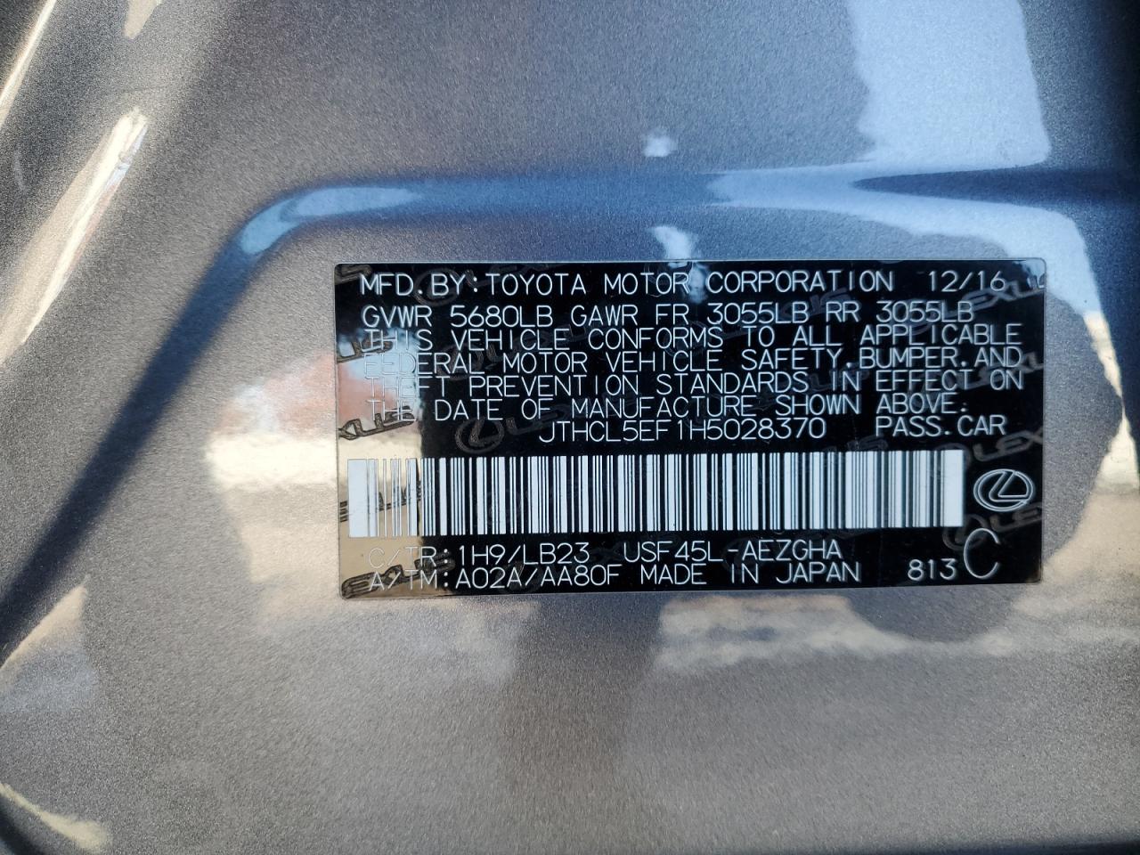 2017 Lexus Ls 460 VIN: JTHCL5EF1H5028370 Lot: 92224245