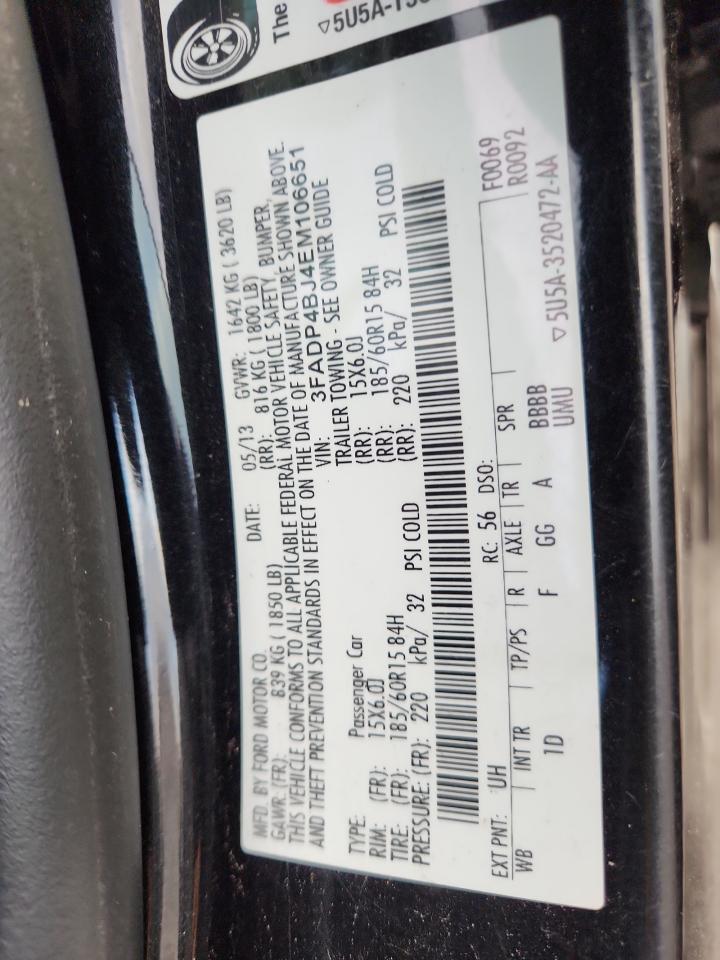 2014 Ford Fiesta Se VIN: 3FADP4BJ4EM106651 Lot: 93276725