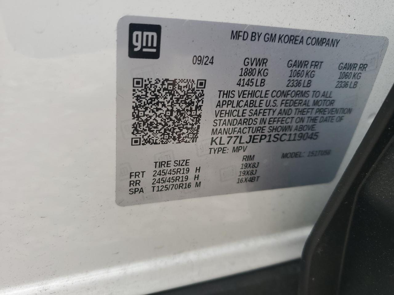 2025 Chevrolet Trax 2Rs VIN: KL77LJEP1SC119045 Lot: 93660445