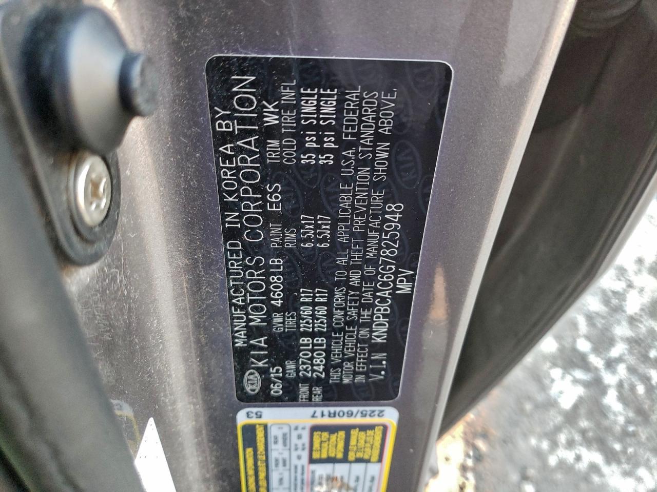 2016 Kia Sportage Lx VIN: KNDPBCAC6G7825948 Lot: 94182955