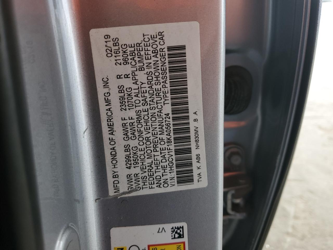 2019 Honda Accord Lx VIN: 1HGCV1F18KA056724 Lot: 93887765