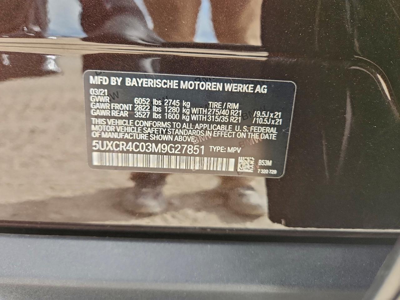 2021 BMW X5 Sdrive 40I VIN: 5UXCR4C03M9G27851 Lot: 94390425