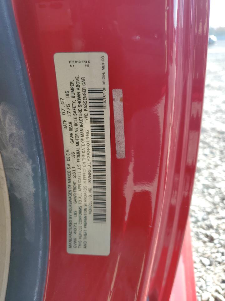 2008 Volkswagen New Beetle Convertible Se VIN: 3VWRF31Y28M401986 Lot: 91601035