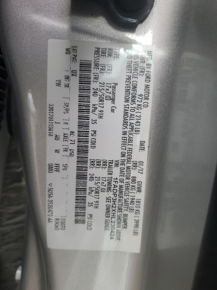 2017 Ford Focus Sel VIN: 1FADP3H2XHL230424 Lot: 93259585