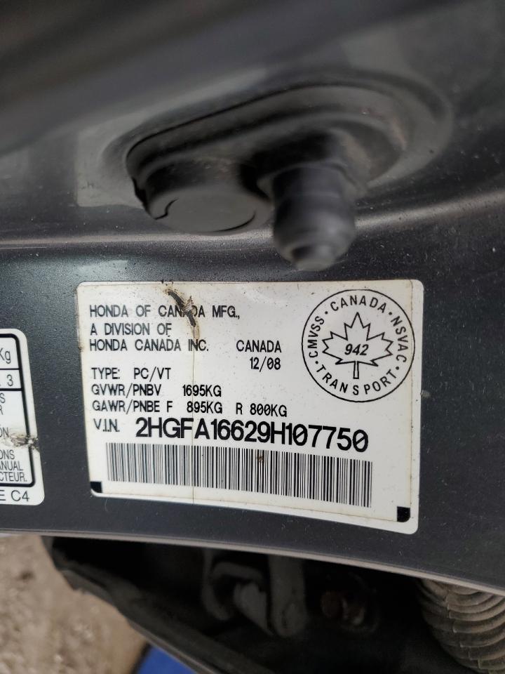 2009 Honda Civic Lx-S VIN: 2HGFA16629H107750 Lot: 92430285