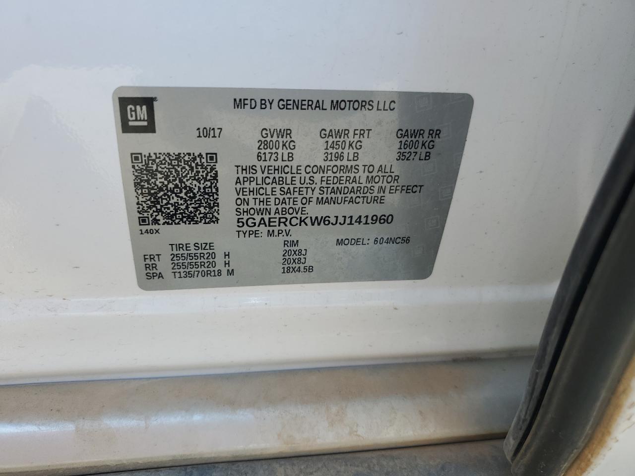 2018 Buick Enclave Premium VIN: 5GAERCKW6JJ141960 Lot: 91613095