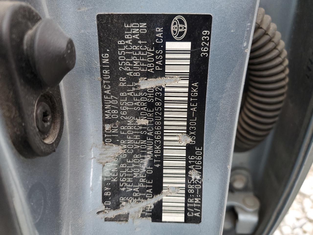 2008 Toyota Avalon Xl VIN: 4T1BK36B68U258732 Lot: 91443455