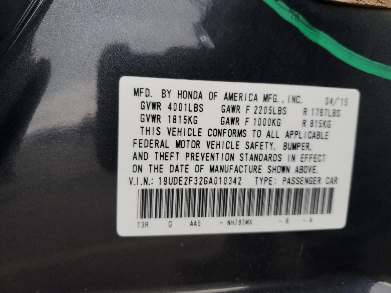 2016 Acura Ilx Base Watch Plus VIN: 19UDE2F32GA010342 Lot: 92297625