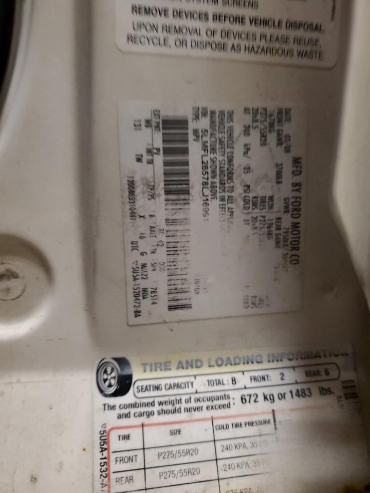 2008 Lincoln Navigator L VIN: 5LMFL28578LJ16991 Lot: 93935545