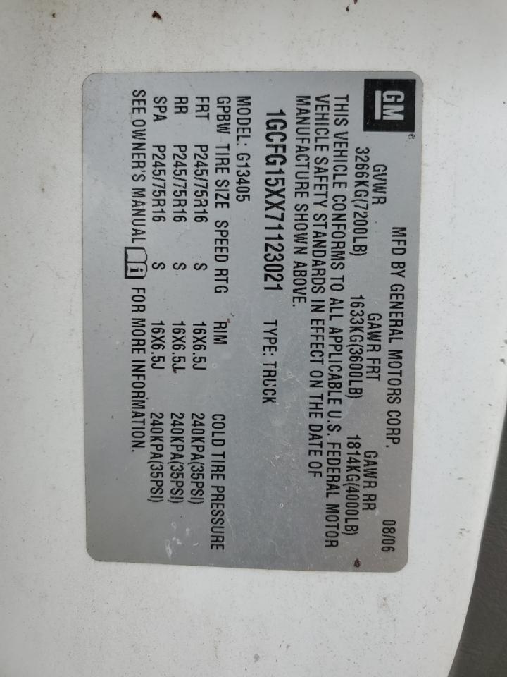 2007 Chevrolet Express Delivery Van VIN: 1GCFG15XX71123021 Lot: 93456695