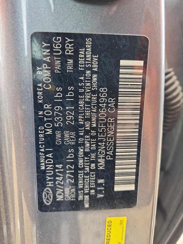 2015 Hyundai Genesis 3.8L VIN: KMHGN4JE5FU064968 Lot: 91619255