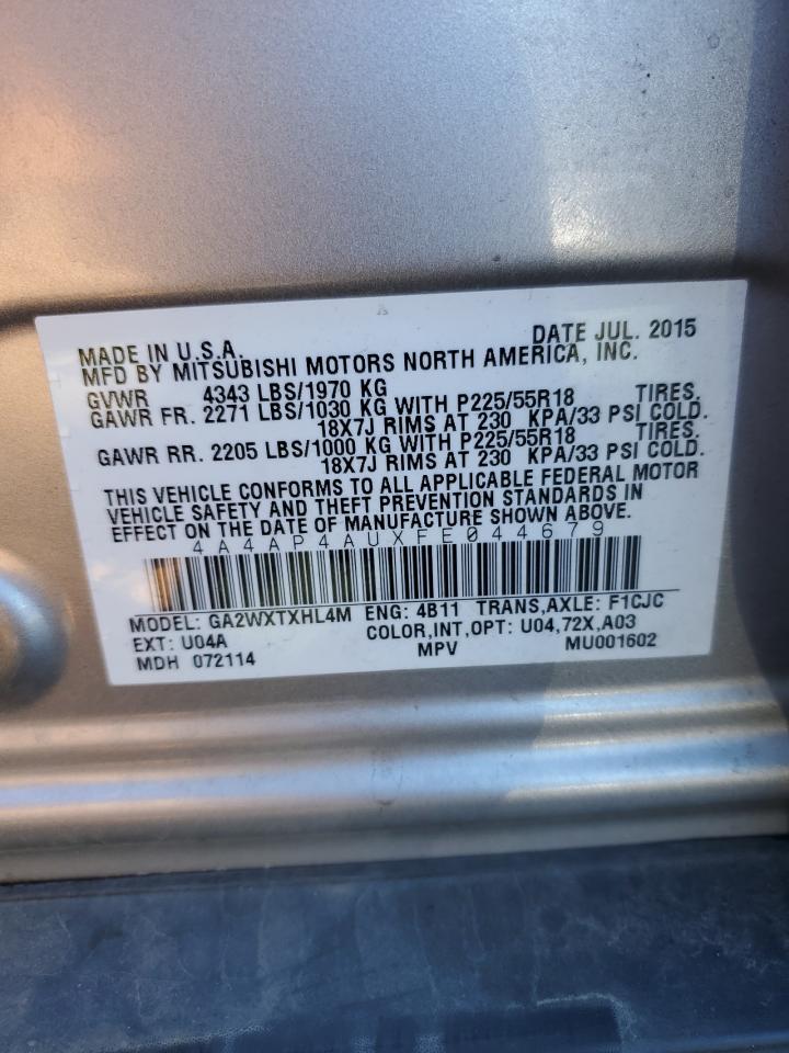 2015 Mitsubishi Outlander Sport Se VIN: 4A4AP4AUXFE044679 Lot: 91131725