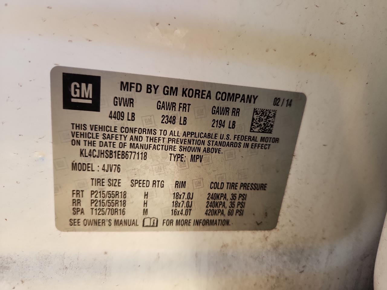 2014 Buick Encore Premium VIN: KL4CJHSB1EB677118 Lot: 90691335