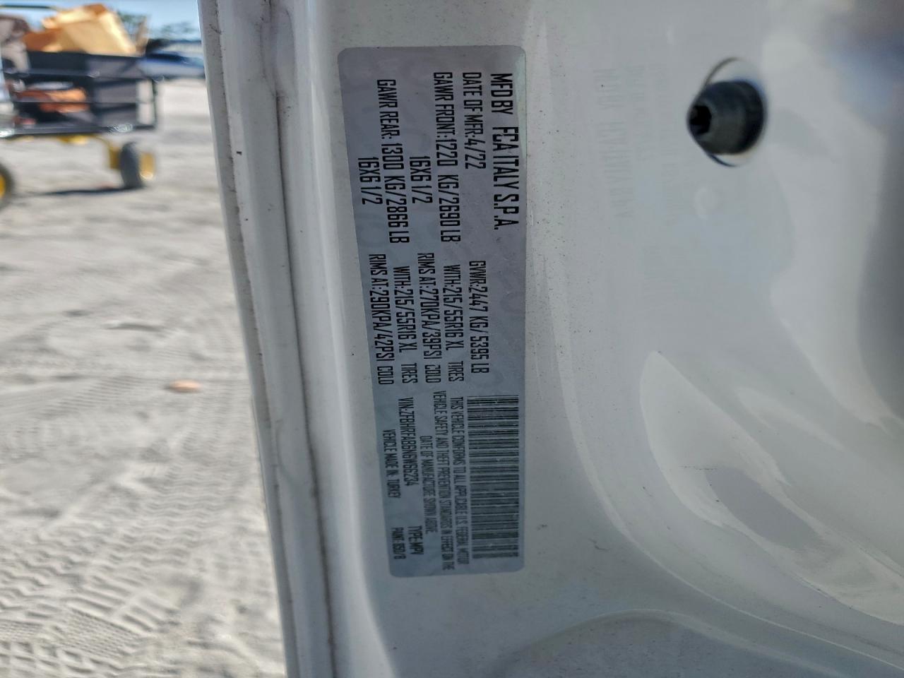 2022 Ram Promaster City VIN: ZFBHRFAB6N6W66234 Lot: 93888065