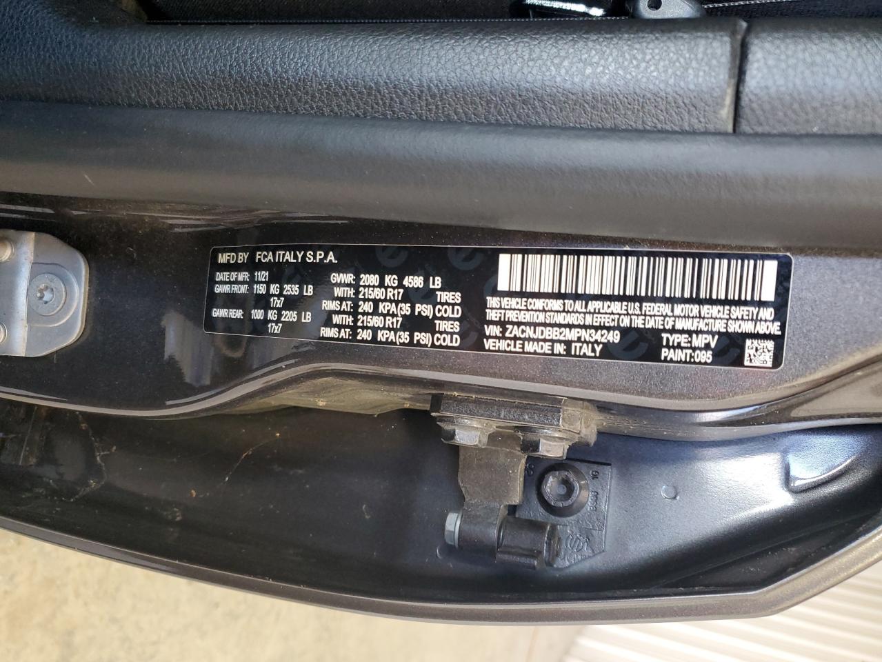 2021 Jeep Renegade Latitude VIN: ZACNJDBB2MPN34249 Lot: 90989585