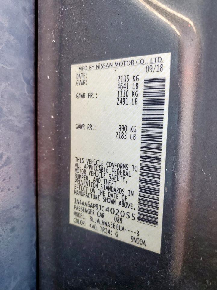 2018 Nissan Maxima 3.5S VIN: 1N4AA6AP9JC402055 Lot: 91030345