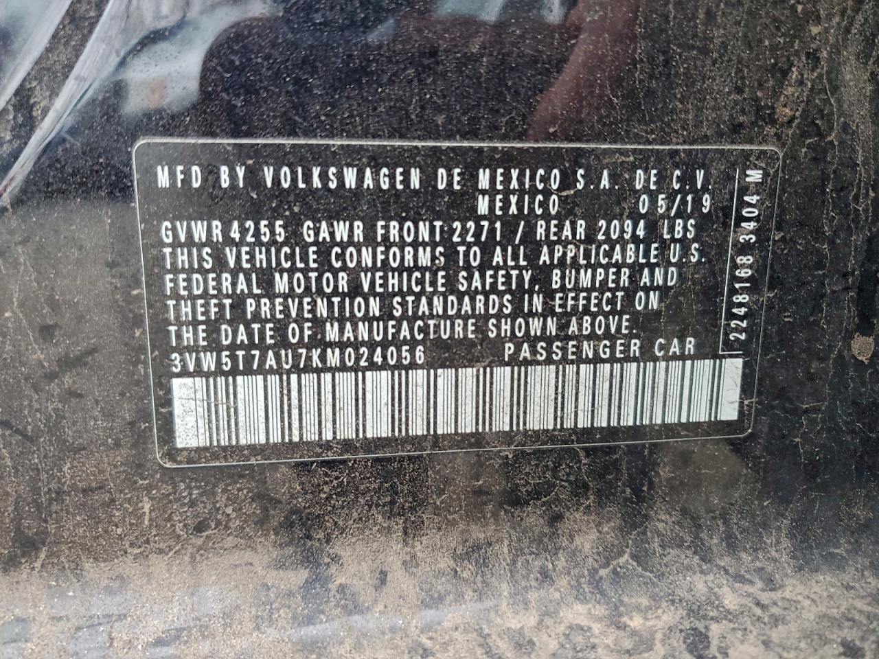 2019 Volkswagen Gti S VIN: 3VW5T7AU7KM024056 Lot: 94267135