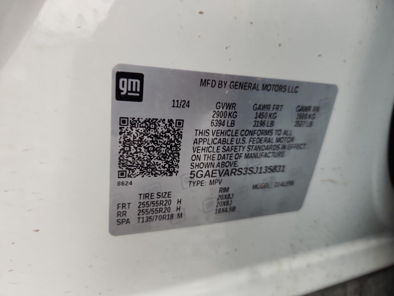 2025 Buick Enclave Preferred VIN: 5GAEVARS3SJ135831 Lot: 93043695