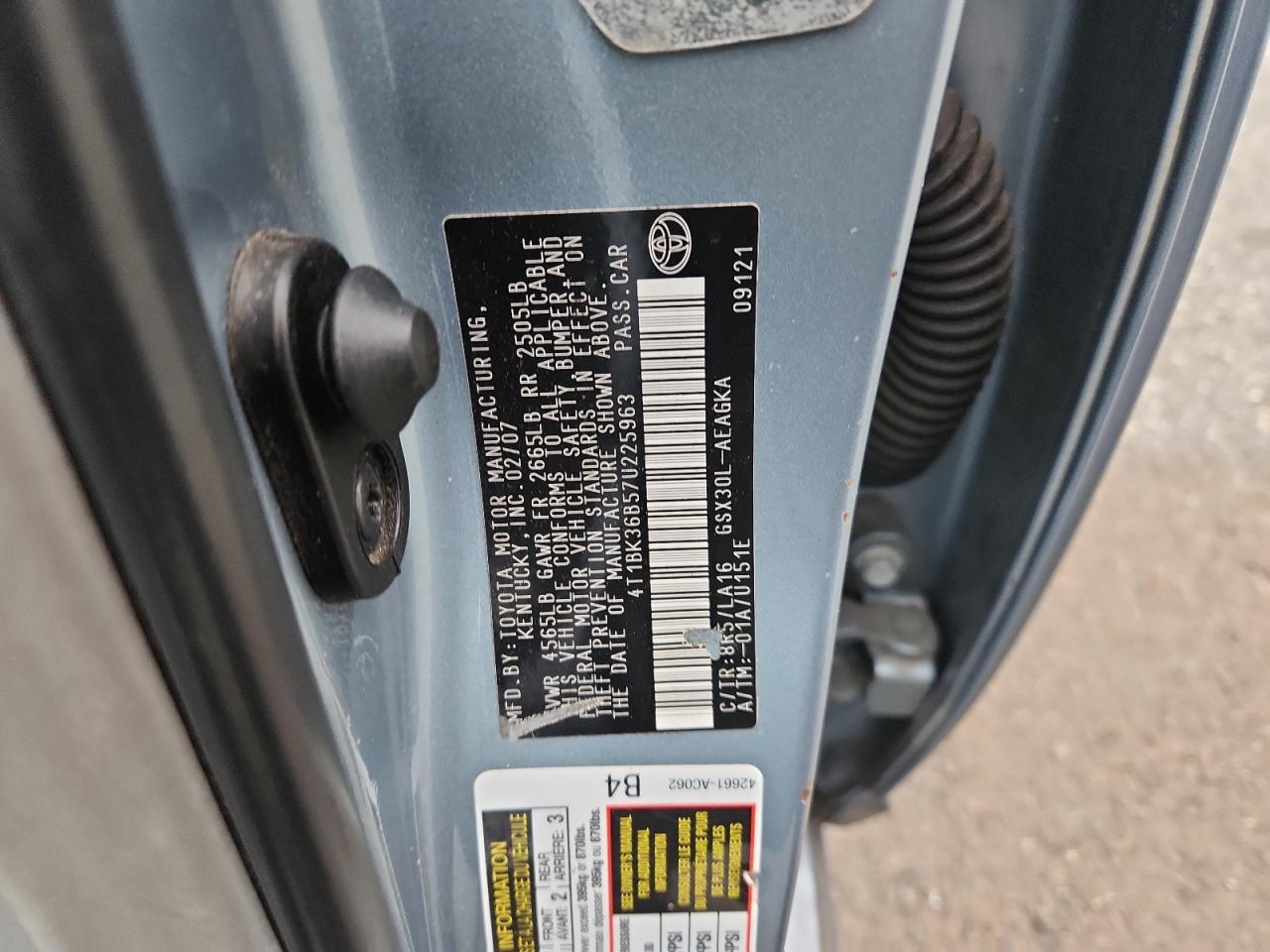 2007 Toyota Avalon Xl VIN: 4T1BK36B57U225963 Lot: 91896385