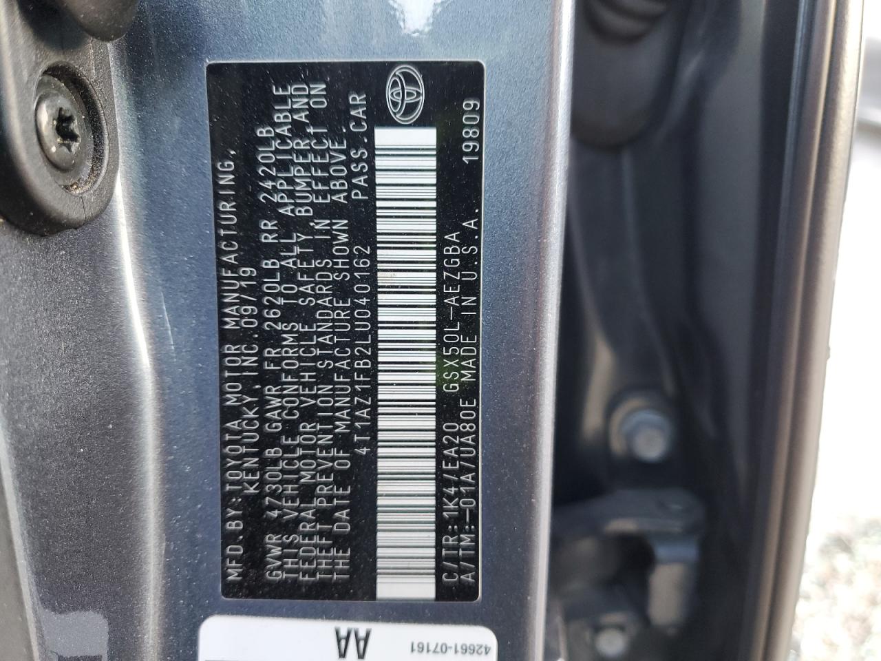 2020 Toyota Avalon Xle VIN: 4T1AZ1FB2LU040162 Lot: 91774665