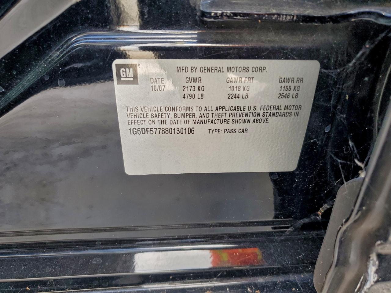 2008 Cadillac Cts VIN: 1G6DF577880130106 Lot: 94323525