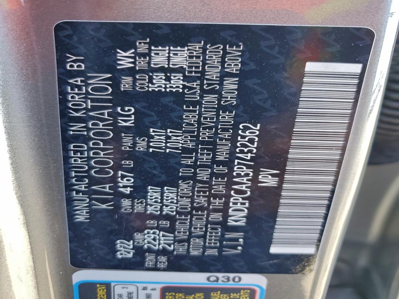 2023 Kia Seltos Lx VIN: KNDEPCAA3P7432562 Lot: 94107245