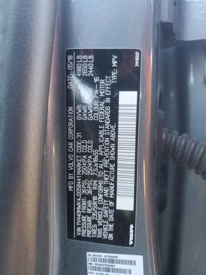 2018 Volvo V60 Cross Country Premier VIN: YV440MWK4J2058441 Lot: 91928915