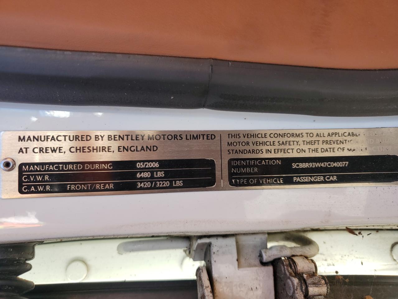 2007 Bentley Continental Flying Spur VIN: SCBBR93W47C040077 Lot: 91428295