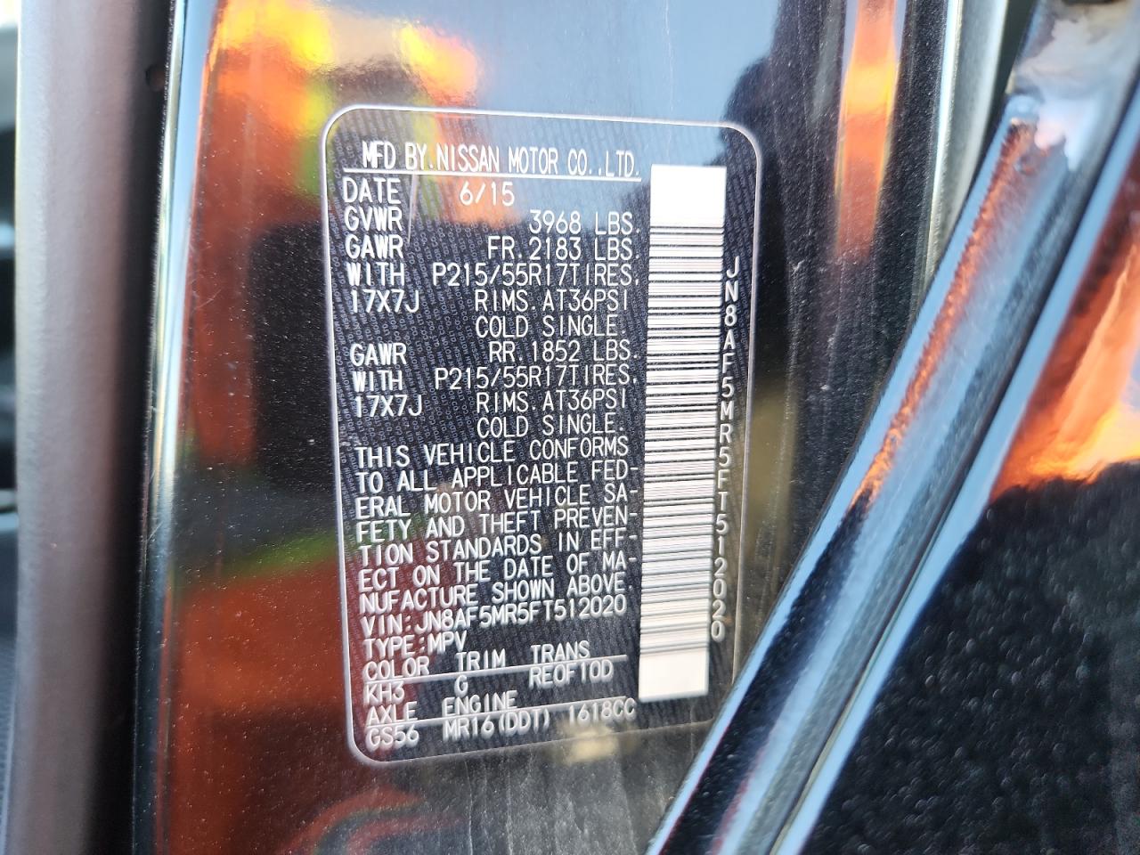 2015 Nissan Juke S VIN: JN8AF5MR5FT512020 Lot: 92631355