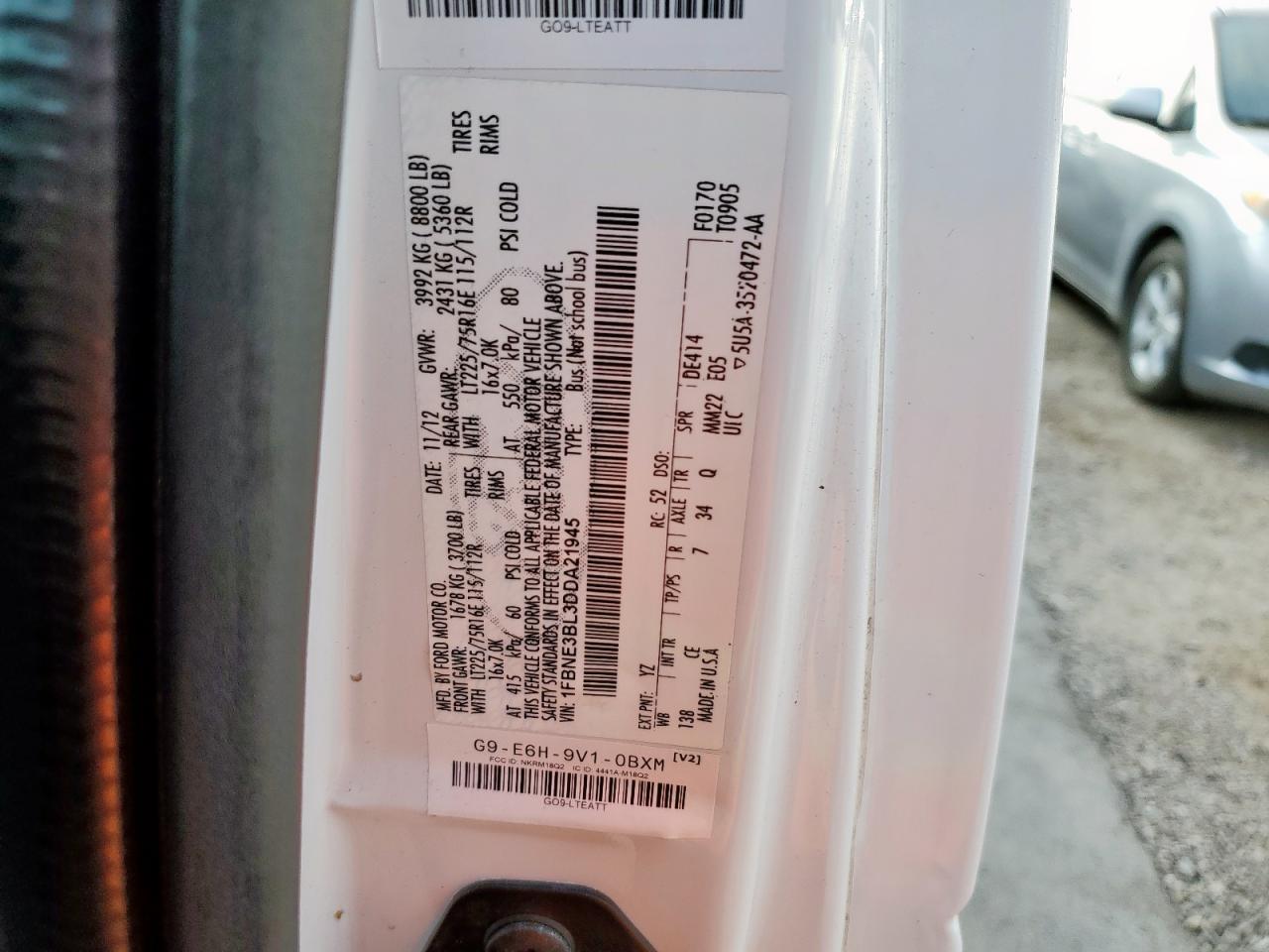 2013 Ford Econoline E350 Super Duty Wagon VIN: 1FBNE3BL3DDA21945 Lot: 92715825