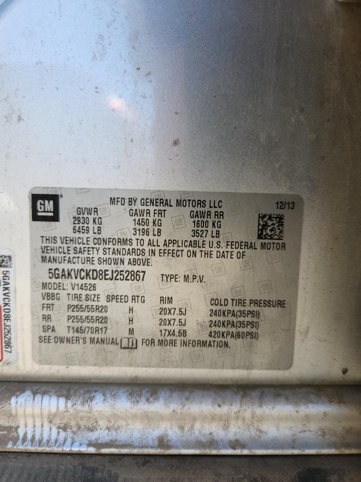 2014 Buick Enclave VIN: 5GAKVCKD8EJ252867 Lot: 91219955