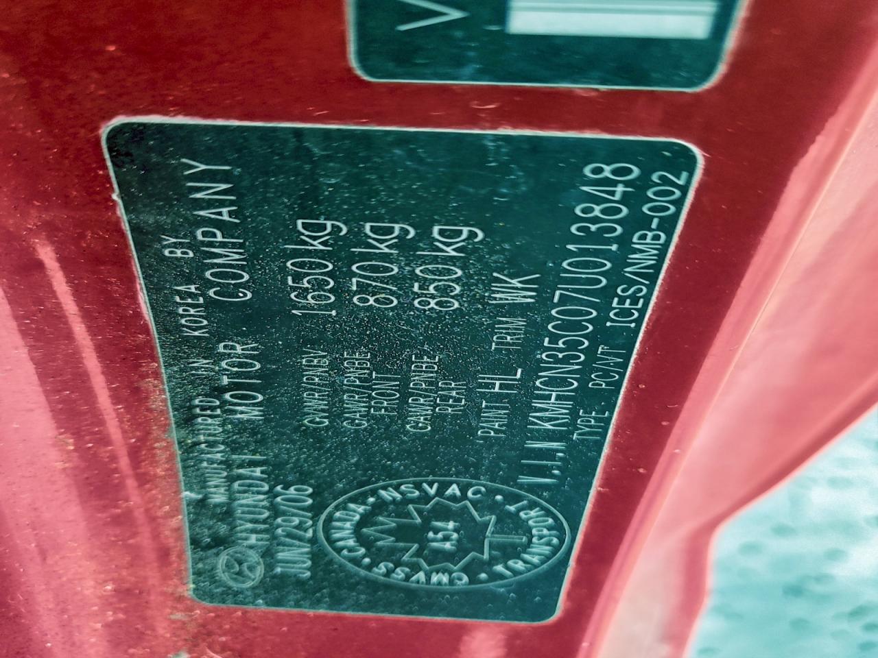 2007 Hyundai Accent Base VIN: KMHCN35C07U013848 Lot: 93202305