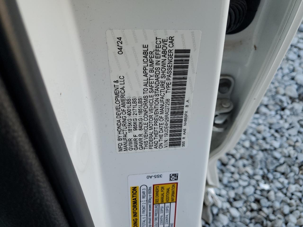 2024 Acura Integra VIN: 19UDE4H26RA027258 Lot: 91245805