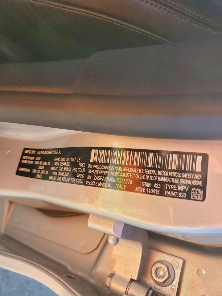 2020 Alfa Romeo Stelvio Ti VIN: ZASPAKBNXL7C75278 Lot: 94337095