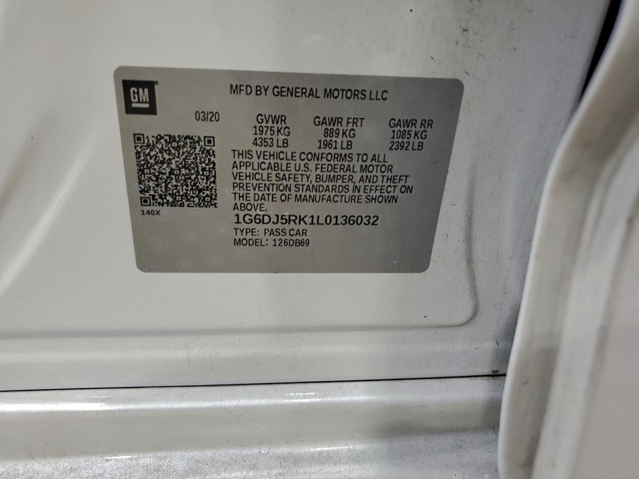 2020 Cadillac Ct4 Luxury VIN: 1G6DJ5RK1L0136032 Lot: 93328405