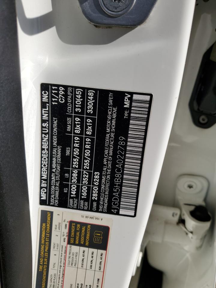 2012 Mercedes-Benz Ml 350 4Matic VIN: 4JGDA5HB8CA022789 Lot: 92857525