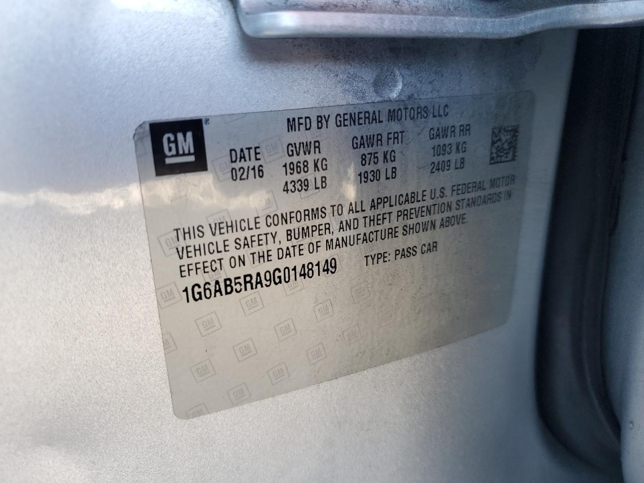 2016 Cadillac Ats Luxury VIN: 1G6AB5RA9G0148149 Lot: 92587055