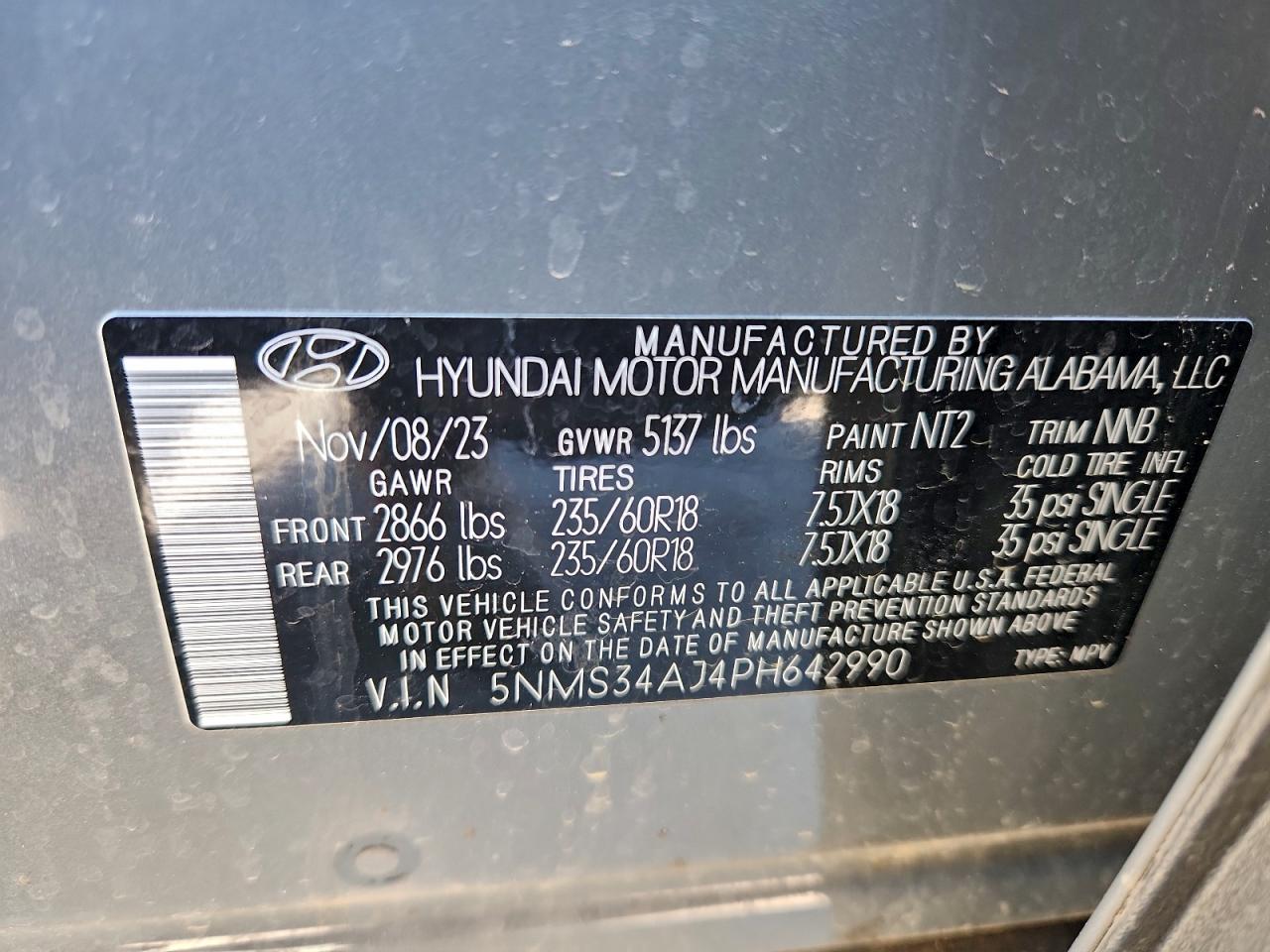 2023 Hyundai Santa Fe Sel Premium VIN: 5NMS34AJ4PH642990 Lot: 94744675