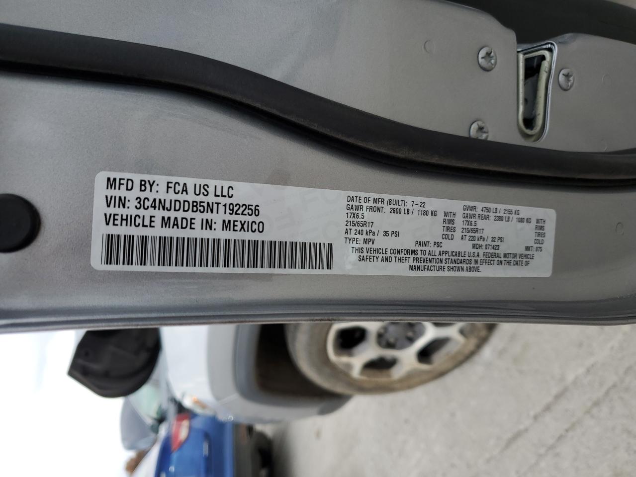 2022 Jeep Compass Trailhawk VIN: 3C4NJDDB5NT192256 Lot: 91636535