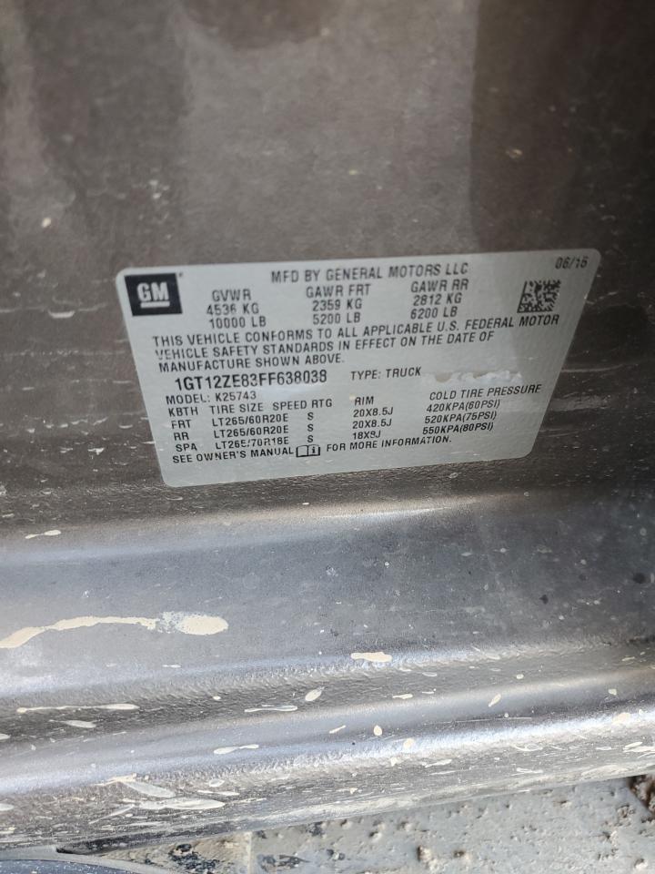 2015 GMC Sierra K2500 Slt VIN: 1GT12ZE83FF638038 Lot: 91734755