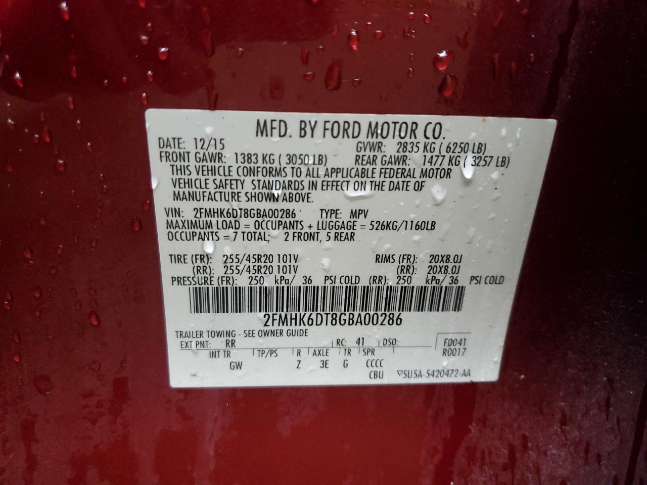 2016 Ford Flex Limited VIN: 2FMHK6DT8GBA00286 Lot: 93124725