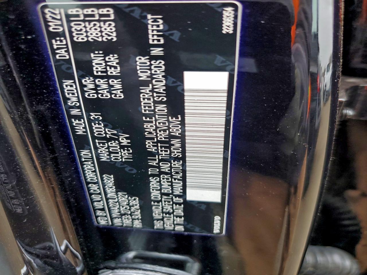 2022 Volvo Xc90 T6 Inscription VIN: YV4A221L0N1834822 Lot: 93154935