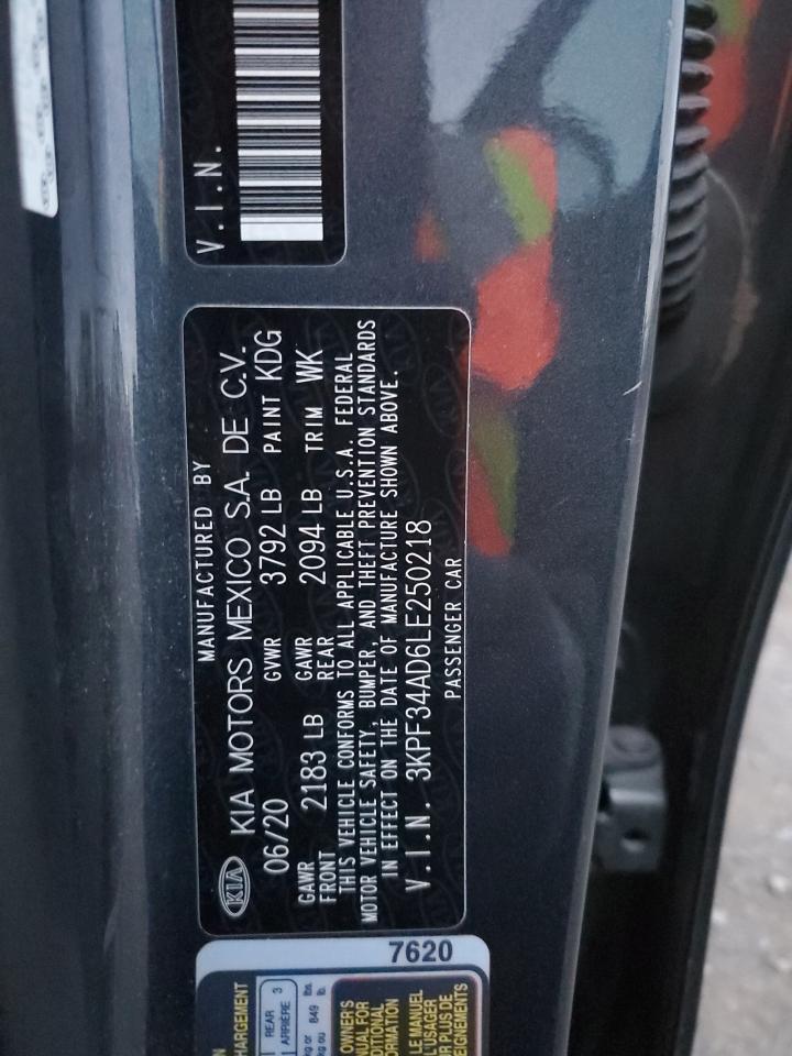 2020 Kia Forte Gt Line VIN: 3KPF34AD6LE250218 Lot: 93739385