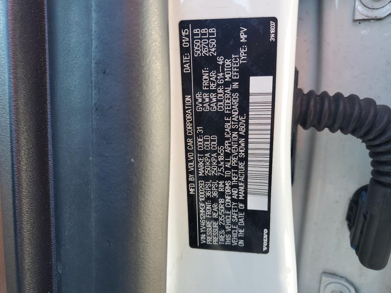 2015 Volvo V60 Cross Country Platinum VIN: YV4612HM3F1000293 Lot: 92599875