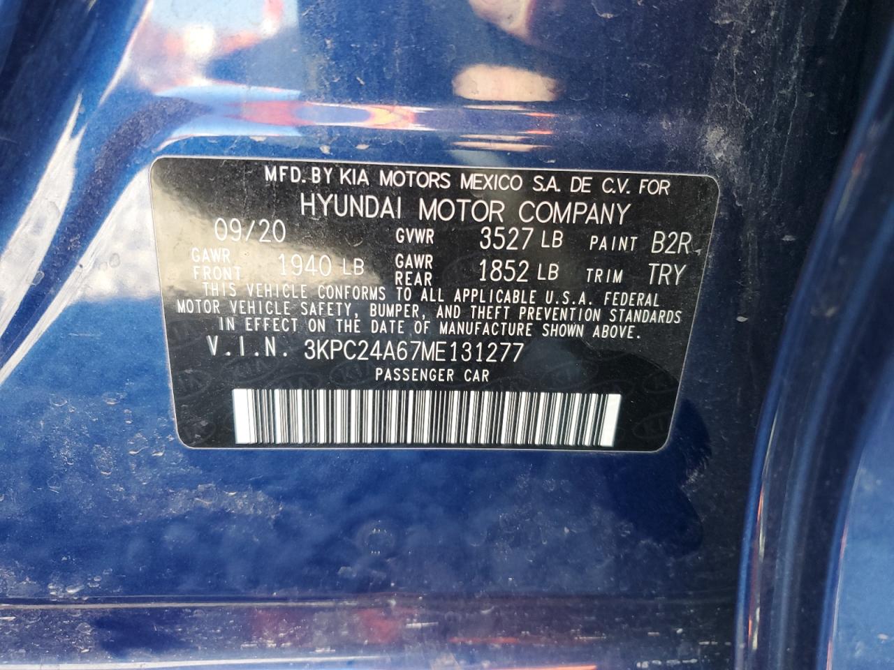 2021 Hyundai Accent Se VIN: 3KPC24A67ME131277 Lot: 91647735