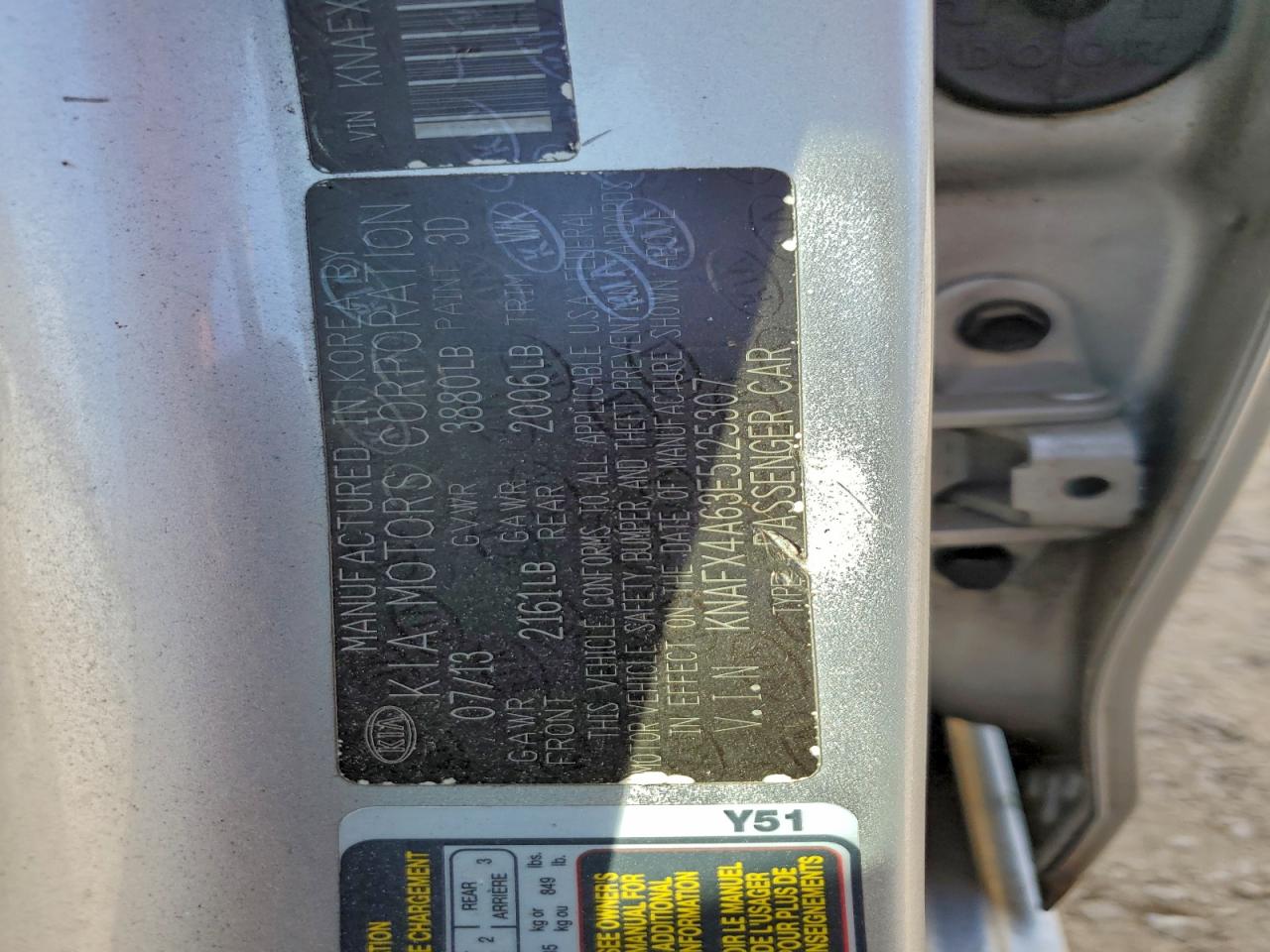 2014 Kia Forte Lx VIN: KNAFX4A63E5125307 Lot: 94489495