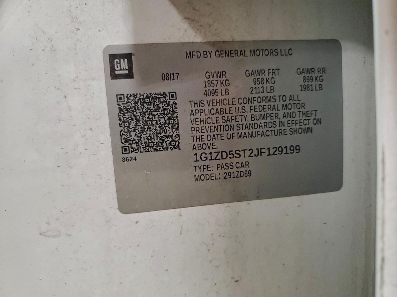 2018 Chevrolet Malibu Lt VIN: 1G1ZD5ST2JF129199 Lot: 94708375