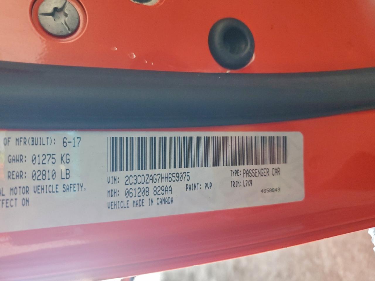 2017 Dodge Challenger Sxt VIN: 2C3CDZAG7HH659075 Lot: 94304555