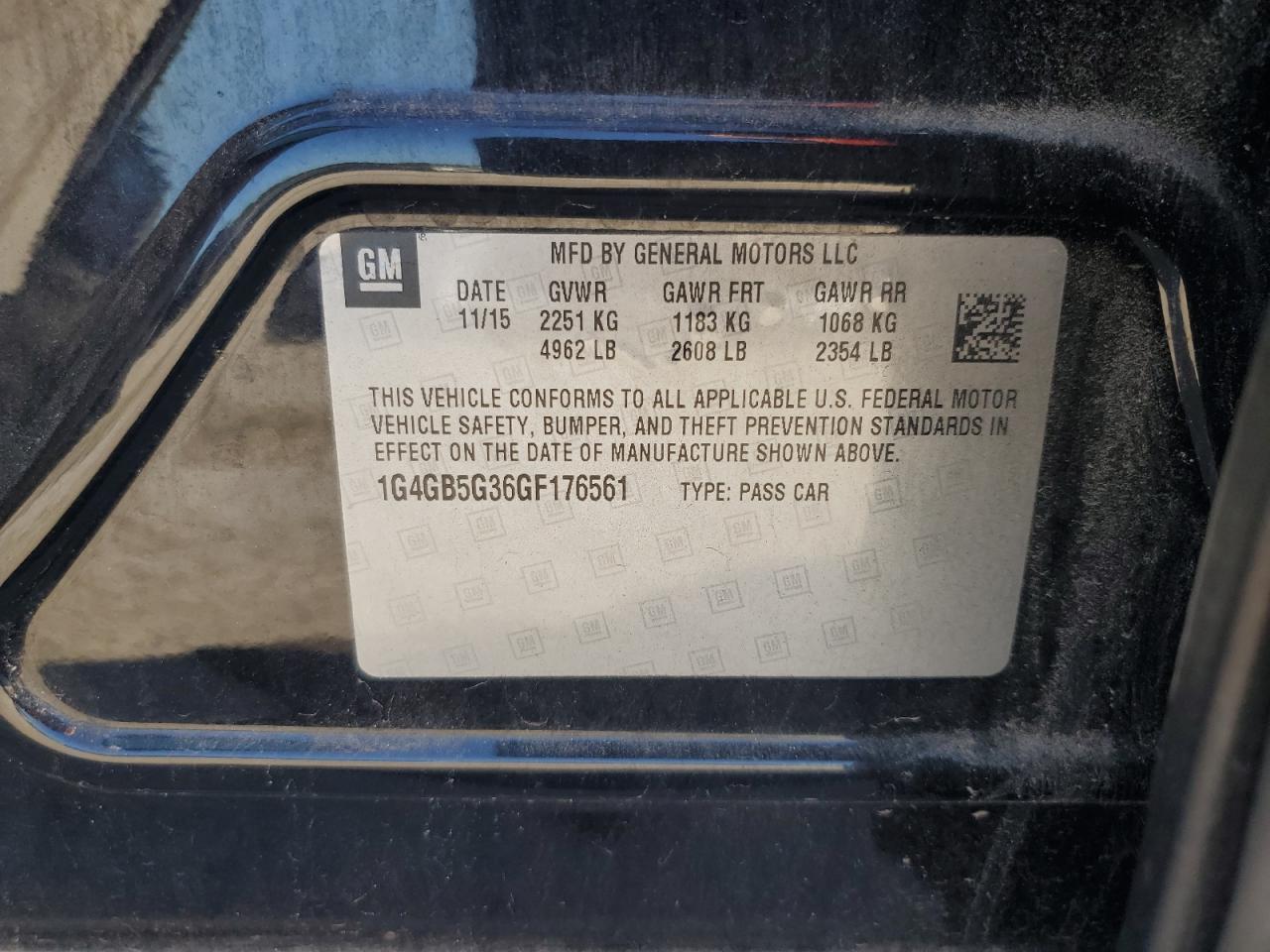 2016 Buick Lacrosse VIN: 1G4GB5G36GF176561 Lot: 91112795